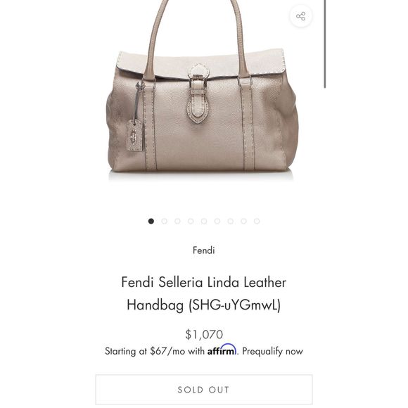 Fendi Selleria Silver Metallic Calf Skin Leather Linda Pebble Large Tote Hand Ba - Picture 14 of 14